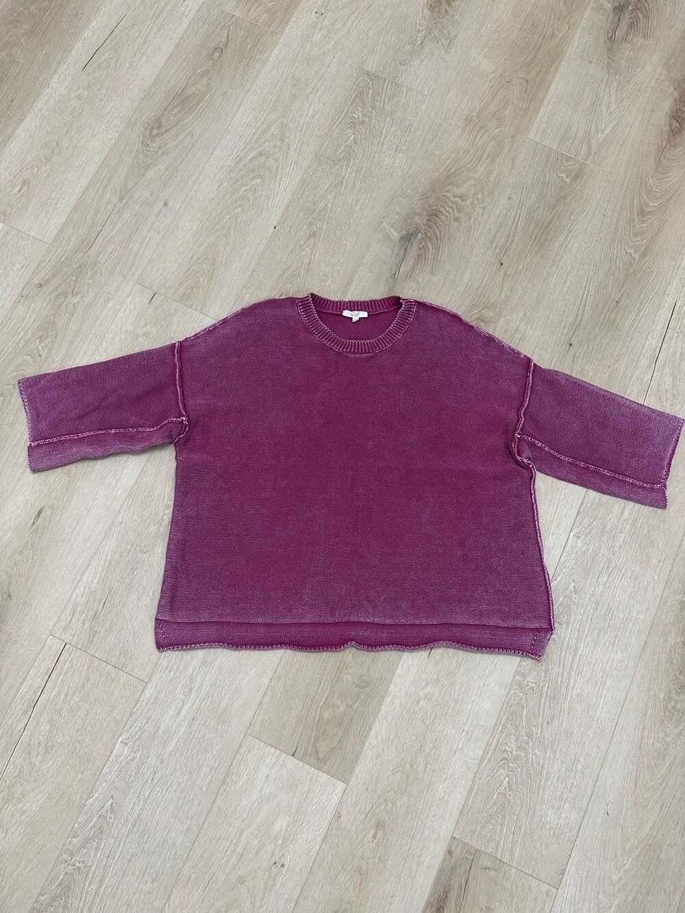 Easel Los Angeles Washed Knit Relaxed Crop Top Pink Size L